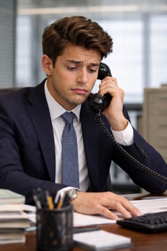 Concerned borrower on the phone